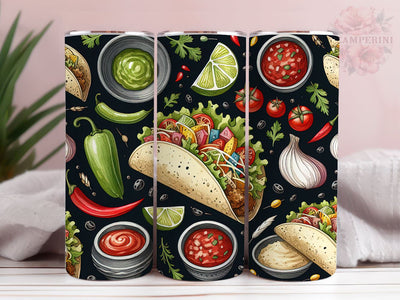 Mexican Food 20oz Tumbler Wrap PNG, Straight & Tapered Tumbler Wrap, Taco lover Tumbler Wrap, Instant Digital Download Sublimation Li Zamperini 
