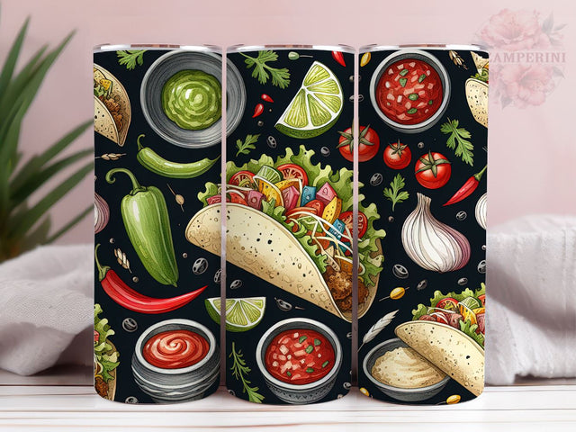 Mexican Food 20oz Tumbler Wrap PNG, Straight & Tapered Tumbler Wrap, Taco lover Tumbler Wrap, Instant Digital Download Sublimation Li Zamperini 