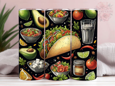 Mexican Food 20oz Tumbler Wrap PNG, Straight & Tapered Tumbler Wrap, Taco lover Tumbler Wrap, Instant Digital Download Sublimation Li Zamperini 
