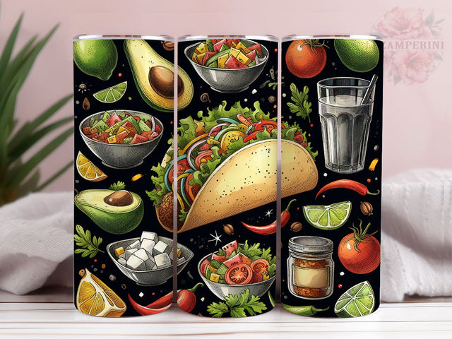 Mexican Food 20oz Tumbler Wrap PNG, Straight & Tapered Tumbler Wrap, Taco lover Tumbler Wrap, Instant Digital Download Sublimation Li Zamperini 