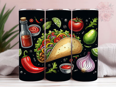 Mexican Food 20oz Tumbler Wrap PNG, Straight & Tapered Tumbler Wrap, Taco lover Tumbler Wrap, Instant Digital Download Sublimation Li Zamperini 