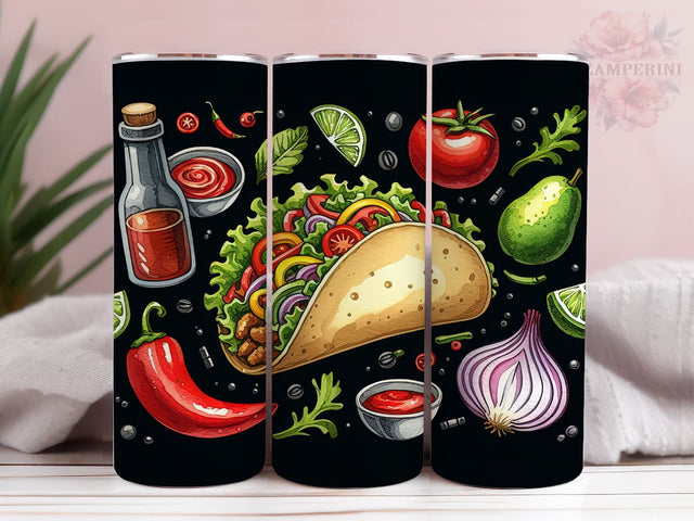 Mexican Food 20oz Tumbler Wrap PNG, Straight & Tapered Tumbler Wrap, Taco lover Tumbler Wrap, Instant Digital Download Sublimation Li Zamperini 