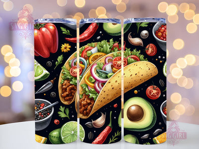 Mexican Food 20oz Tumbler Wrap Sublimation Design, Taco Png, Straight Tapered Tumbler Wrap, Mexican Taco Tumbler Png, Instant Digital Download Sublimation SvggirlplusArt 