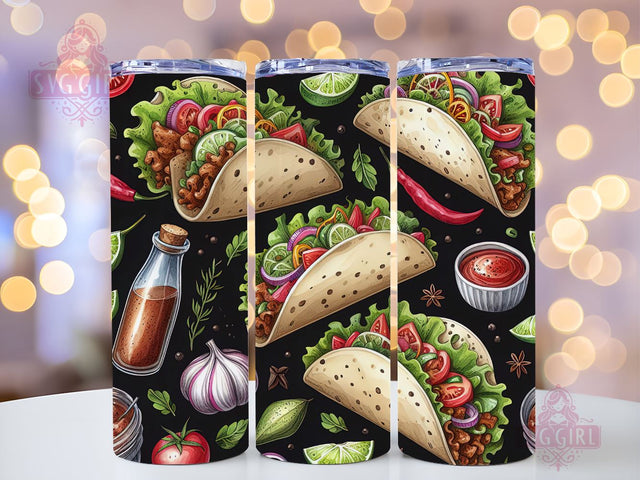 Mexican Food 20oz Tumbler Wrap Sublimation Design, Taco Png, Straight Tapered Tumbler Wrap, Mexican Taco Tumbler Png, Instant Digital Download Sublimation SvggirlplusArt 