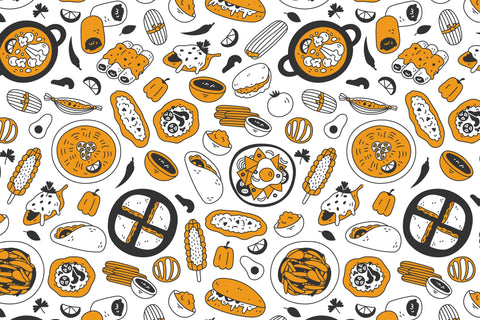 Mexican Food Doodle Seamless Pattern Digital Pattern Rin Green 