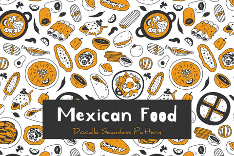 Mexican Food Doodle Seamless Pattern Digital Pattern Rin Green 