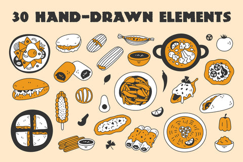 Mexican Food Doodles PNG Clipart EPS Sublimation Rin Green 