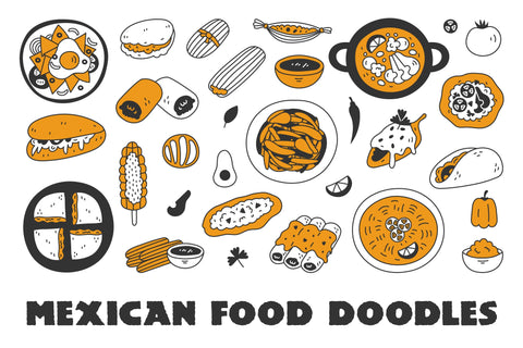 Mexican Food Doodles PNG Clipart EPS Sublimation Rin Green 