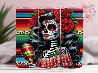 Mexican Girl Roses & Cactus Tumbler, Roses And Cactus Cup, Latina Art Mug, Floral Desert Tumbler, Mexican Heritage Gift, Boho Mexico Drinkware, Cultural Art Cup Sublimation Li Zamperini 