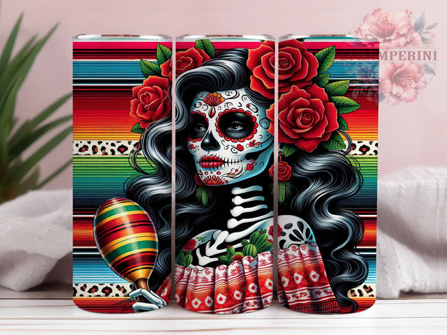 Mexican Girl Roses & Cactus Tumbler, Roses And Cactus Cup, Latina Art Mug, Floral Desert Tumbler, Mexican Heritage Gift, Boho Mexico Drinkware, Cultural Art Cup Sublimation Li Zamperini 