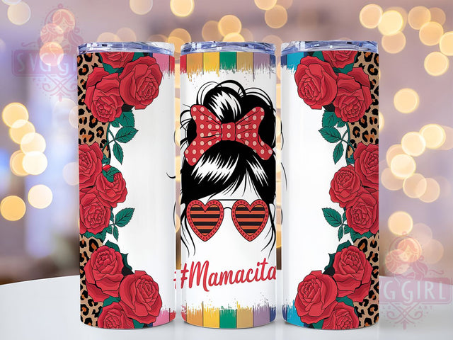 Mexican Mom Fiesta Tumbler Wrap, Mexican Mom Design, Latina Mom Gift, 20oz Mexico Tumbler, Cultural Bun Tumbler, Sublimation Hispanic Mom Cup, Fiesta Mama Tumbler Template Sublimation SvggirlplusArt 