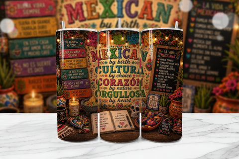 Mexican Pride Latina Tumbler Wrap PNG Sublimation BijouBay 