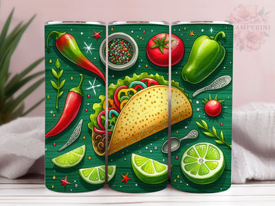 Mexican Taco 20oz Tumbler Wrap PNG, Straight & Tapered Tumbler Wrap, Taco lover Tumbler Wrap, Instant Digital Download Sublimation Li Zamperini 