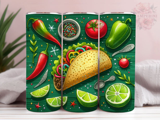 Mexican Taco 20oz Tumbler Wrap PNG, Straight & Tapered Tumbler Wrap, Taco lover Tumbler Wrap, Instant Digital Download Sublimation Li Zamperini 