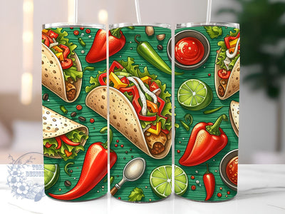 Mexican Taco Pepper Tumbler Png Sublimation Design,20oz Skinny Tumbler Templates,Cinco de Mayo Tumbler Png, Taco Tumbler Png Downloads Sublimation ToriDesigns 