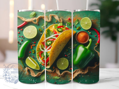 Mexican Taco Pepper Tumbler Png Sublimation Design,20oz Skinny Tumbler Templates,Cinco de Mayo Tumbler Png, Taco Tumbler Png Downloads Sublimation ToriDesigns 
