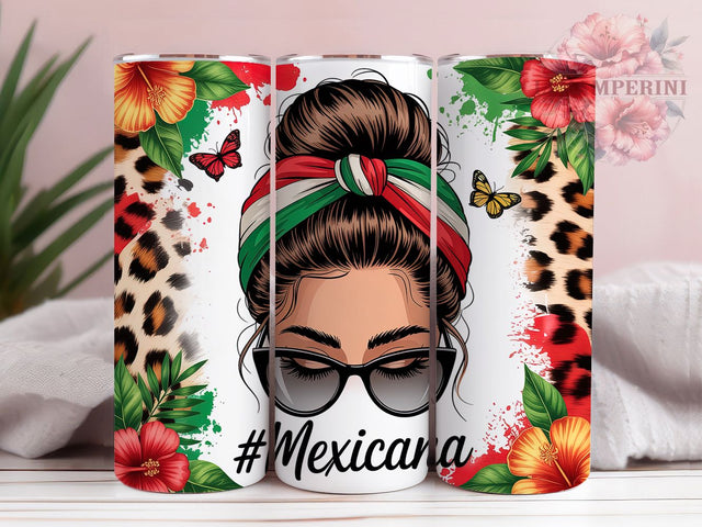 Mexicana Messy Bun Latina Tumbler, Messy Bun Girl Cup, Latina Pride Mug, Mexican Heritage Drinkware, Cultural Style Tumbler, Sassy Latina Gift, Fiesta Vibes Cup Sublimation Li Zamperini 
