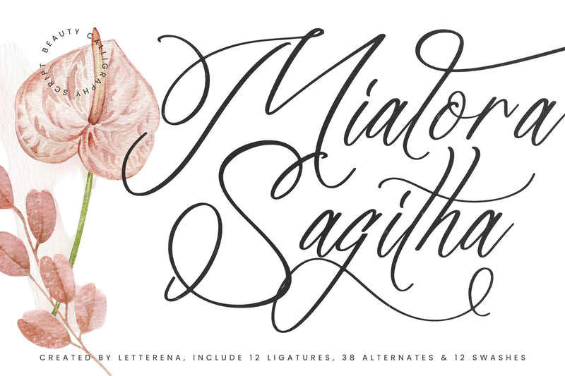 Mialora Sagitha - Beauty Calligraphy Script Font Letterena Studios 