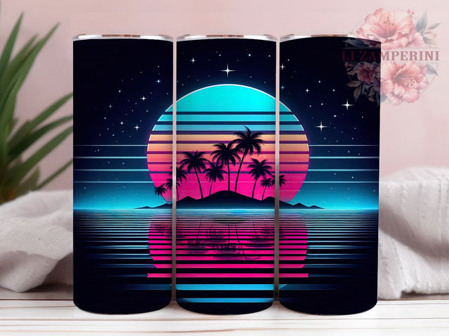Miami Neon Sunset Palm Tumbler Wrap, Neon Palm Tumbler, Tropical Beach Sublimation, Sunset Paradise Cup, Coastal Palm Drinkware, Retro Neon Mug, Tropical Vibes Digital Sublimation Li Zamperini 