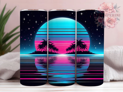Miami Neon Sunset Palm Tumbler Wrap, Neon Palm Tumbler, Tropical Beach Sublimation, Sunset Paradise Cup, Coastal Palm Drinkware, Retro Neon Mug, Tropical Vibes Digital Sublimation Li Zamperini 