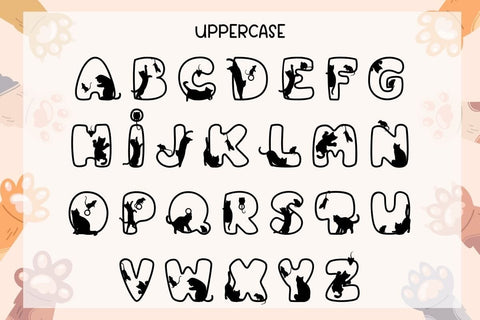 Mice Cats - Outline Decorative Font Font AnningArts Design 