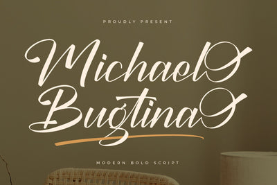 Michael Bugtina - Modern Bold Script Font Letterena Studios 