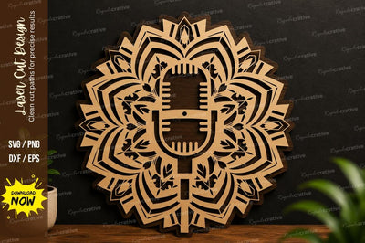 Microphone Mandala Laser Cut SVG Design SVG Regulrcrative 