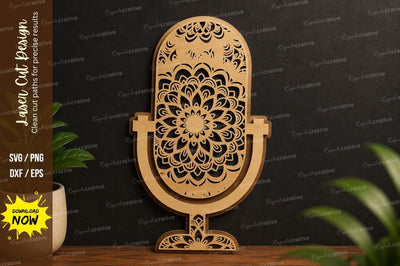 Microphone Mandala Stand Laser Cut SVG Design SVG Regulrcrative 