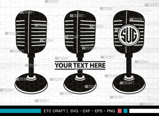 Microphone Monogram, Microphone Silhouette, Microphone SVG, Audio Sound Svg, Vintage Microphone Svg, Sound Recording Svg, Mike Svg, SB00511 SVG ETC Craft 