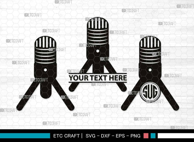 Microphone Monogram, Microphone Silhouette, Microphone SVG, Audio Sound Svg, Vintage Microphone Svg, Sound Recording Svg, Mike Svg, SB00511 SVG ETC Craft 