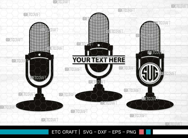 Microphone Monogram, Microphone Silhouette, Microphone SVG, Audio Sound Svg, Vintage Microphone Svg, Sound Recording Svg, Mike Svg, SB00511 SVG ETC Craft 