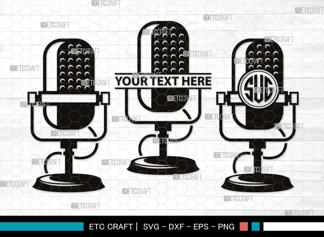 Microphone Monogram, Microphone Silhouette, Microphone SVG, Audio Sound Svg, Vintage Microphone Svg, Sound Recording Svg, Mike Svg, SB00511 SVG ETC Craft 