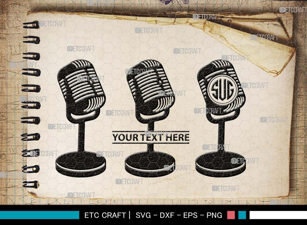Microphone Monogram, Microphone Silhouette, Microphone SVG, Audio Sound ...