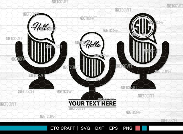 Microphone Monogram, Microphone Silhouette, Microphone SVG, Audio Sound Svg, Vintage Microphone Svg, Sound Recording Svg, Mike Svg, SB00511 SVG ETC Craft 