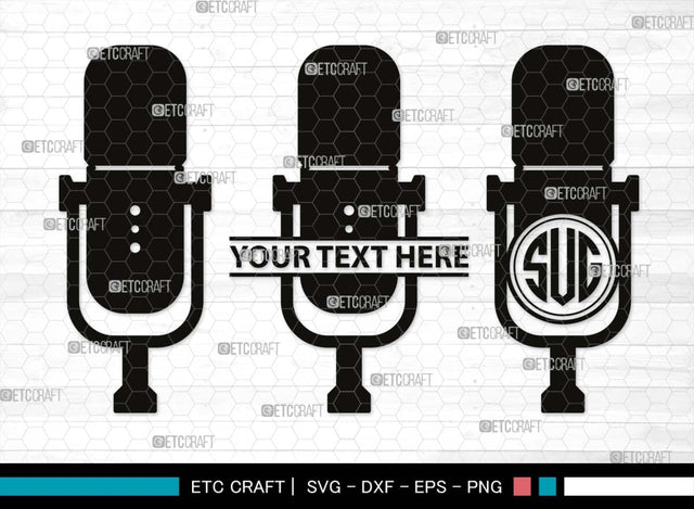 Microphone Monogram, Microphone Silhouette, Microphone SVG, Audio Sound Svg, Vintage Microphone Svg, Sound Recording Svg, Mike Svg, SB00511 SVG ETC Craft 