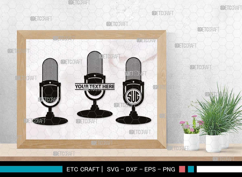 Microphone Monogram, Microphone Silhouette, Microphone SVG, Audio Sound ...