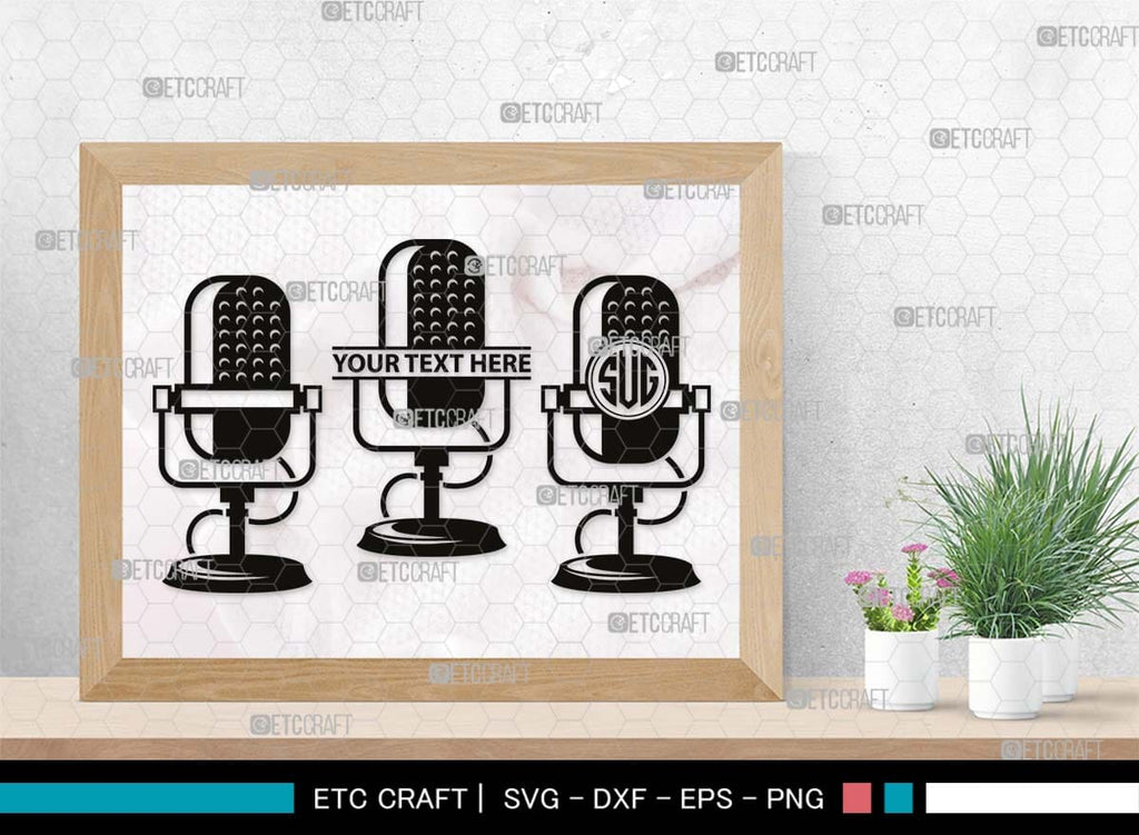 Microphone Monogram, Microphone Silhouette, Microphone SVG, Audio Sound ...