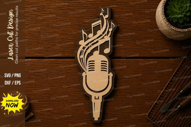 Microphone Music Flame Ornament Laser Cut SVG File SVG Regulrcrative 