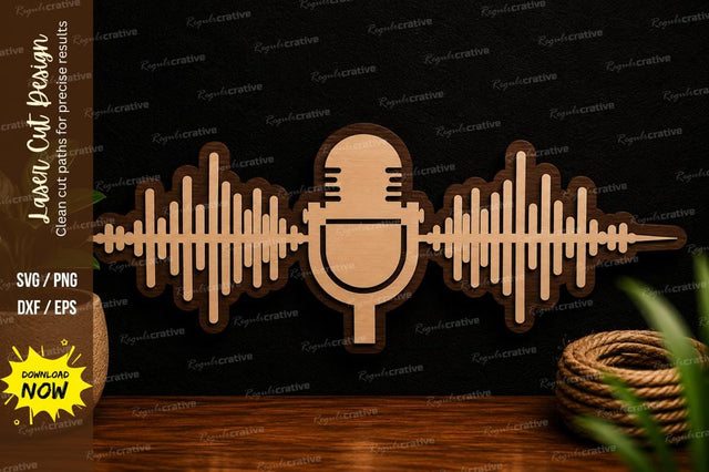 Microphone Soundwave Laser Cut Svg Design SVG Regulrcrative 