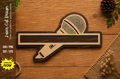 Microphone SVG | Music Recording Laser Cut File | Glowforge CNC DXF PNG EPS SVG Regulrcrative 