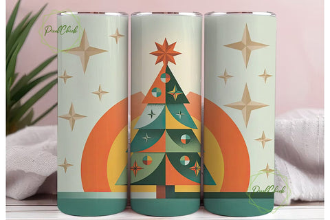Mid-Century Christmas Tree 20oz Tumbler Sublimation PixelChick 