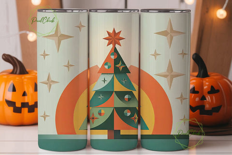 Mid-Century Christmas Tree 20oz Tumbler Sublimation PixelChick 