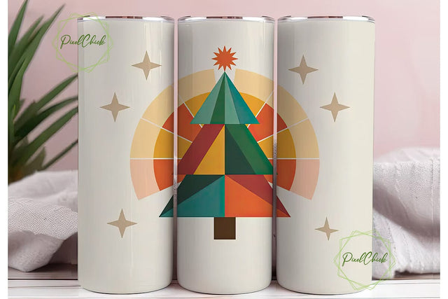 Mid-Century Christmas Tree 20oz Tumbler Sublimation PixelChick 
