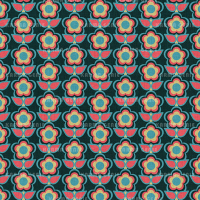 Mid Century Cloth Textured Retro Flowers Pattern Digital Paper Digital Pattern Karma Genie Graphics 