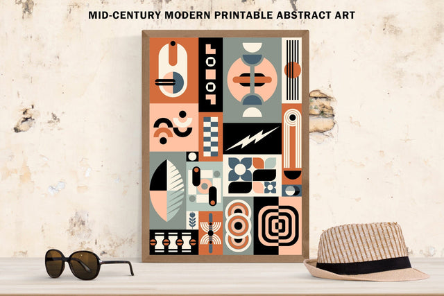 Mid-Century Modern Abstract Geometric Art Sublimation Karma Genie Graphics 
