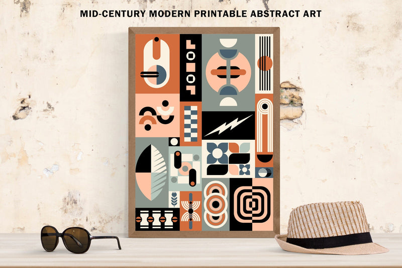 Mid-Century Modern Abstract Geometric Art Sublimation Karma Genie Graphics 
