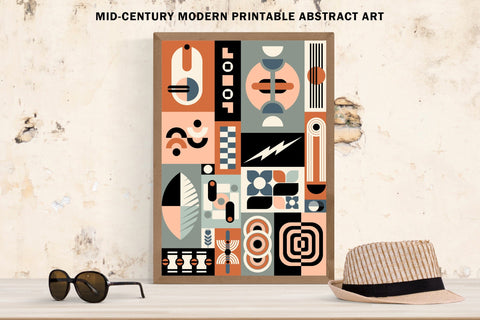 Mid-Century Modern Abstract Geometric Art Sublimation Karma Genie Graphics 