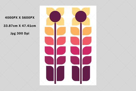 Mid-Century Modern Floral Art Sublimation Karma Genie Graphics 