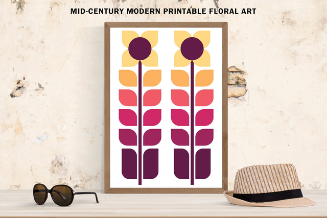 Mid-Century Modern Floral Art Sublimation Karma Genie Graphics 