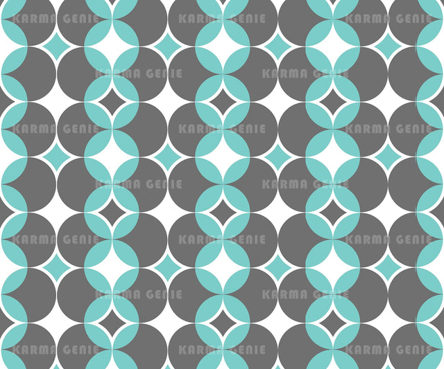 Mid Century Modern Gray And Blue Retro Geometric Circles Pattern Digital Paper Digital Pattern Karma Genie Graphics 